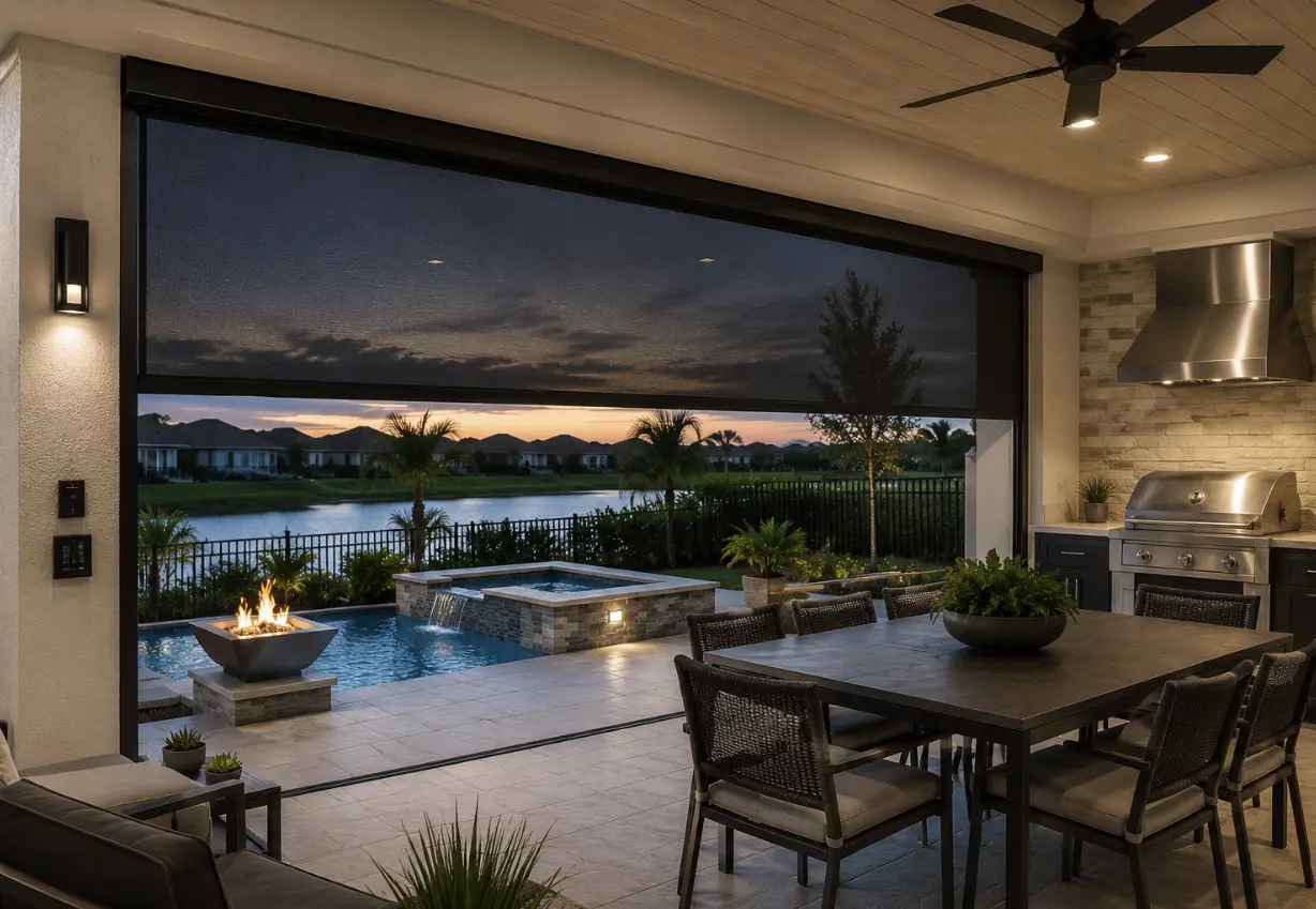 Motorized outdoor screen