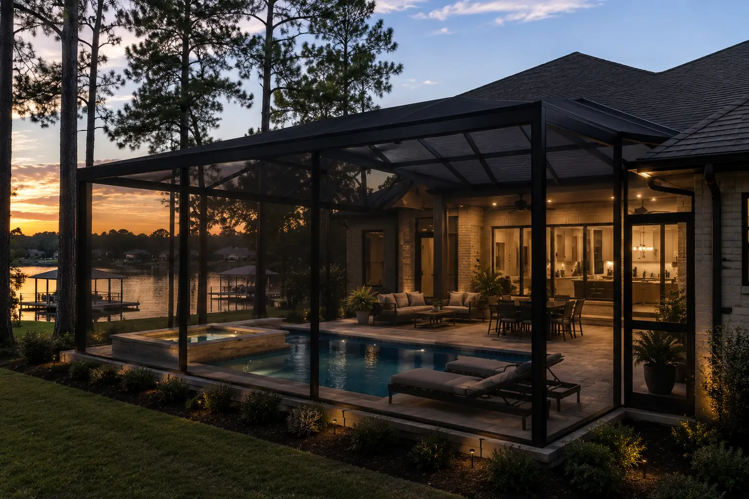 Screened residential pool